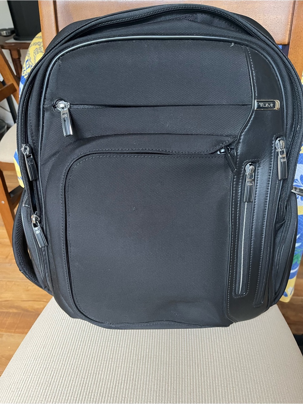 Tumi Black Business Backpack with Multiple Zippered Pockets